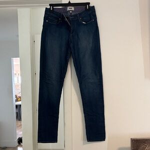 PAIGE Dark Indigo Slim Straight Jeans Low Rise